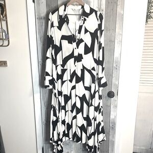 Stylish Black and White Patterned Dress Zara S nwt